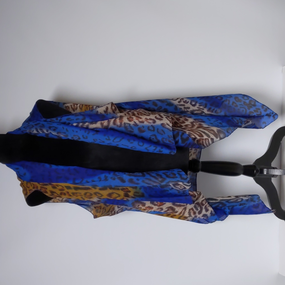 Accents by Lavello Chiffon Convertible Vest Multicolor Leopard Print One…